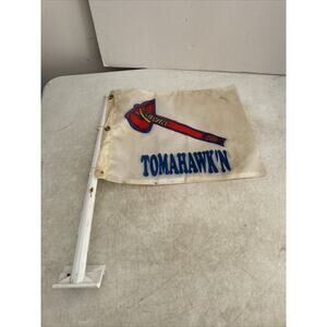 RARE Atlanta Braves "Tomahawk'n" Car Flag Early 1990s Two-Sided Chop MLB